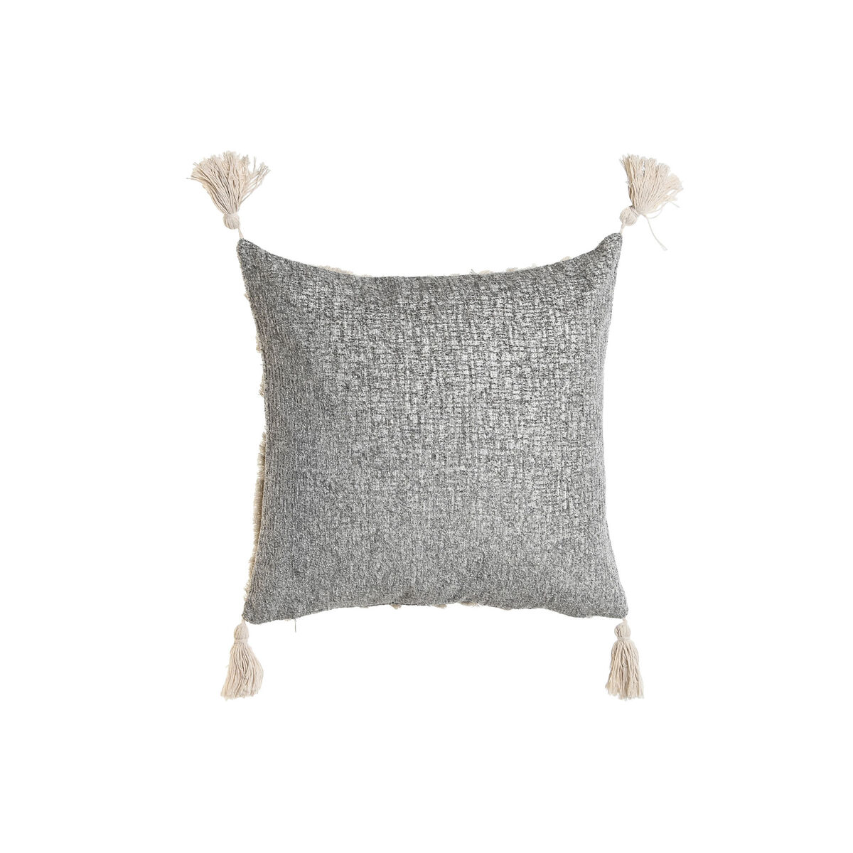 Almofada Home ESPRIT Branco Cinzento Borlas Boho 45 x 15 x 45 cm